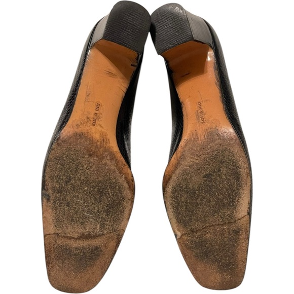 Salvatore Ferragamo Black Textured Heels - Picture 6 of 7